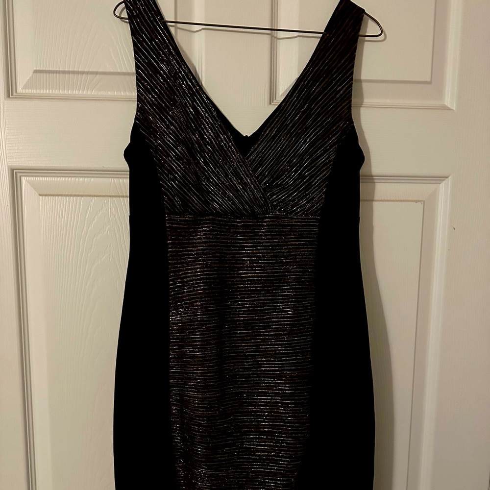 Party dress by Connected Apparel size 10.  Never worn.  Black with brass color.